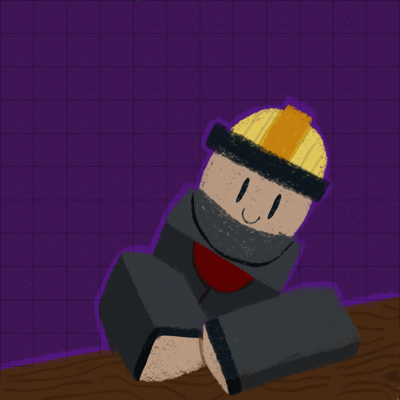 Artwork of a roblox builderman style avatar with an egg head
